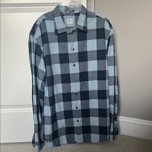 Armani Collezioni Blue Plaid Button-Down Collared Shirt